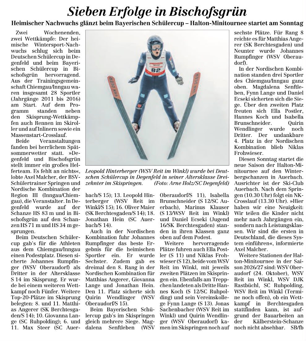 Sieben Erfolge in Bischofsgrün - Maximilian Steer (Traunsteiner Tagblatt